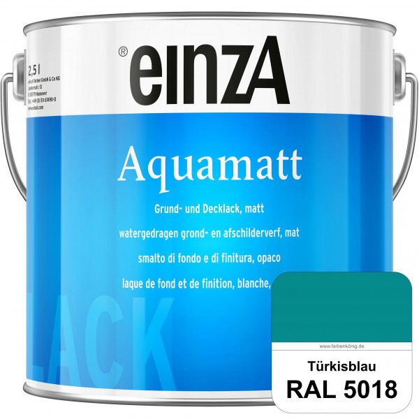 einzA Aquamatt (RAL 5018 Türkisblau) Wasserverdünnbare Vorstreichfarbe & matte Lackfarbe