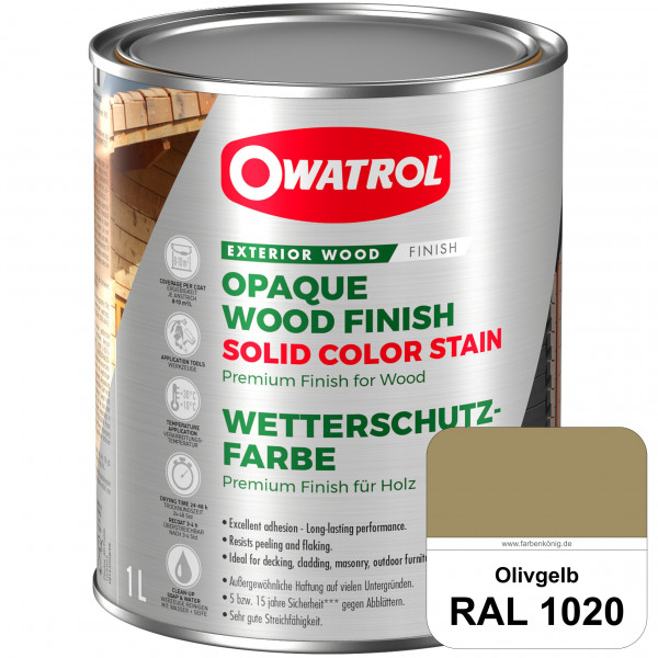 Solid Color Stain (RAL 1020 Olivgelb) deckende und matte Wetterschutzfarbe außen