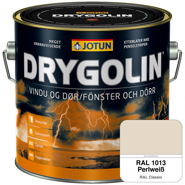 DRYGOLIN Vindu og Dør - wetterbeständige Holzschutzfarbe für Außen (RAL 1013 Perlweiß)