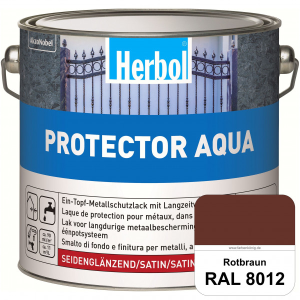 Protector Aqua (RAL 8012 Rotbraun) Lack für Eisen, Stahl und NE-Metalle (Innen&Außen)
