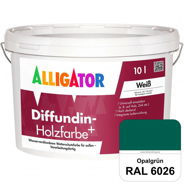 Diffundin-Holzfarbe+ (RAL 6026 Opalgrün)