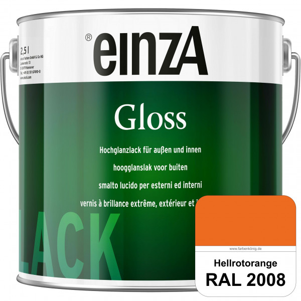 einzA Gloss (RAL 2008 Hellrotorange) Hochwertiger Alkydharzlack in Premium-Qualität, hochglänzend.