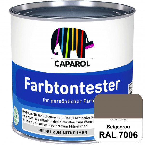 Farbtontester (RAL 7006 Beigegrau) Individuell abgetönte Dispersionsfarbe zum Anlegen von Farbtonmus
