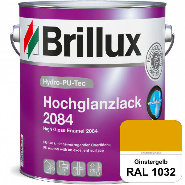 Hydro-PU-Tec Hochglanzlack 2084 (RAL 1032 Ginstergelb) wasserbasierter Hochglanzlack für Holz, Zink,