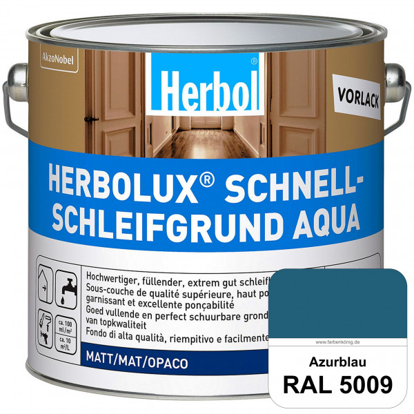Schnellschleifgrund Aqua (RAL 5009 Azurblau) wasserverdünnbarer Vorlack mit hervorragender Schleifba