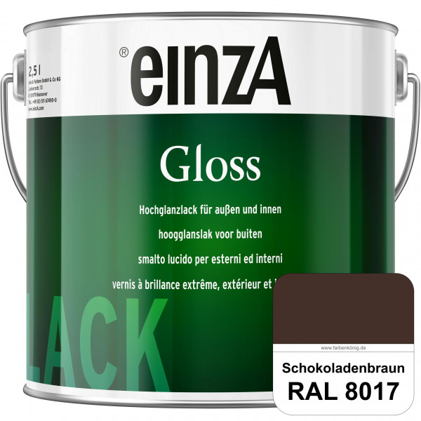 einzA Gloss (RAL 8017 Schokoladenbraun) Hochwertiger Alkydharzlack in Premium-Qualität, hochglänzend