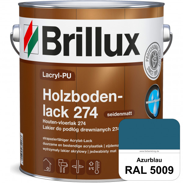 Lacryl-PU Holzbodenlack 274 (RAL 5009 Azurblau) hochwertige & widerstandsfähige, deckende Versiegelu