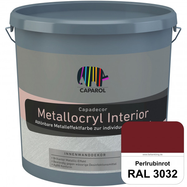 Capadecor Metallocryl Interior (RAL 3032 Perlrubinrot) Glänzende Dispersionsfarbe mit metallischer O