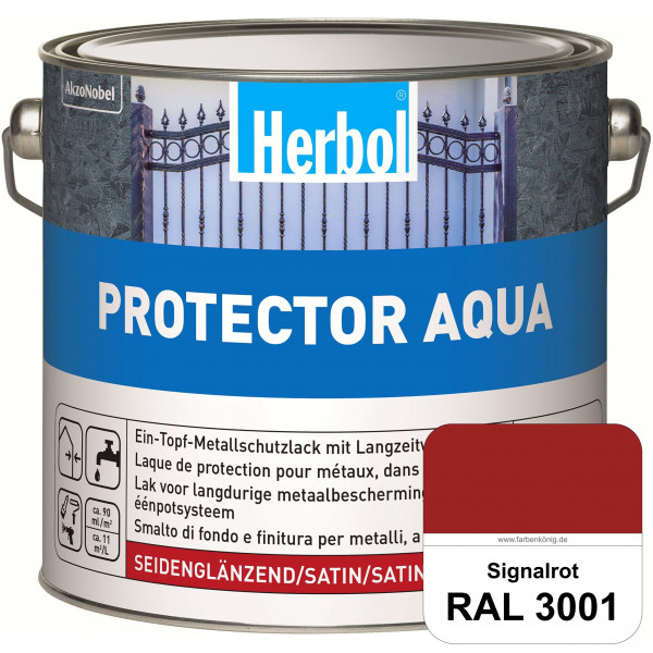 Protector Aqua (RAL 3001 Signalrot) Lack für Eisen, Stahl und NE-Metalle (Innen&Außen)