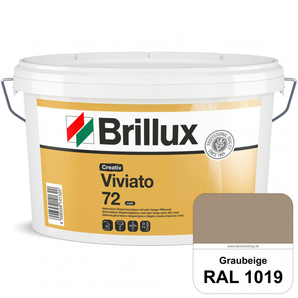 Creativ Viviato 72 (RAL 1019 Graubeige) Tuchmatte Dispersionslasur für die dekorative Wandgestaltung