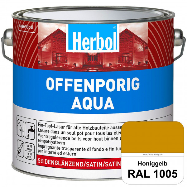 Offenporig Aqua (RAL 1005 Honiggelb) Wasserverdünnbar & hochwertige Ein-Topf-Holzlasur - Feuchteschu