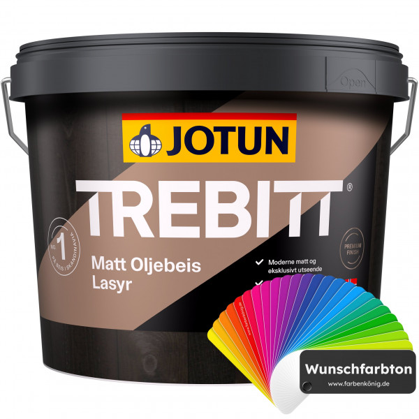 TREBITT Matt Oljebeis - Wasserbasierende Holzlasur für Außen (Wunschfarbton)