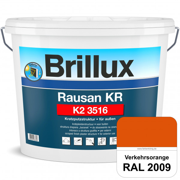 Rausan KR K2 3516 mit Protect (RAL 2009 Verkehrsorange) Organisch gebundener Kratzputz für wetterbes