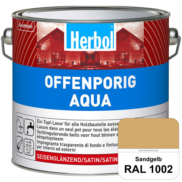 Offenporig Aqua (RAL 1002 Sandgelb) Wasserverdünnbar & hochwertige Ein-Topf-Holzlasur - Feuchteschut