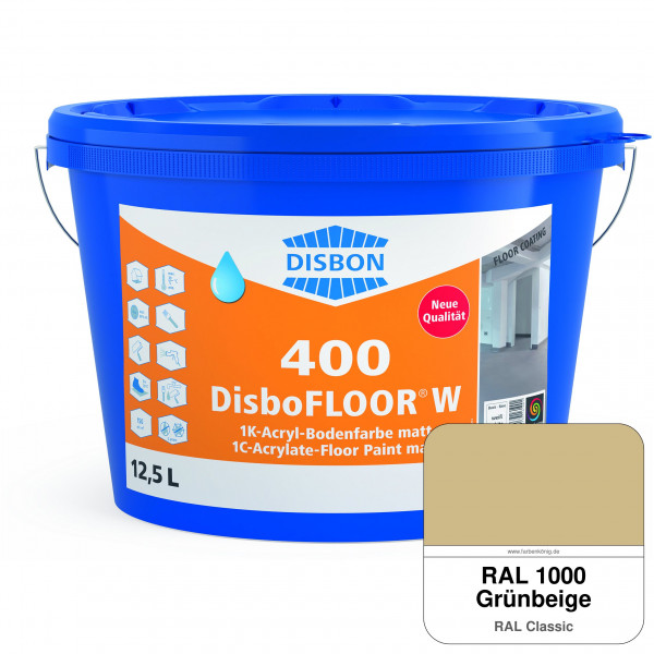 DisboFLOOR W 400 1K-Acryl-Bodenfarbe (RAL 1000 Grünbeige)