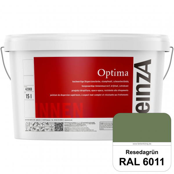 einzA Optima (RAL 6011 Resedagrün) Stumpfmatte Dispersionsfarbe für hochwertige Anstriche