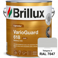 Mattlasur 618 (RAL 7047 Telegrau 4) matte & wetterbeständige Lasur (lösemittelhaltig) für Laub- und 