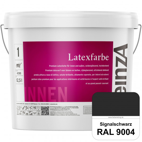einzA Latexfarbe Premium (RAL 9004 Signalschwarz) Hochwertige scheuerbeständige seidenglänzende Late