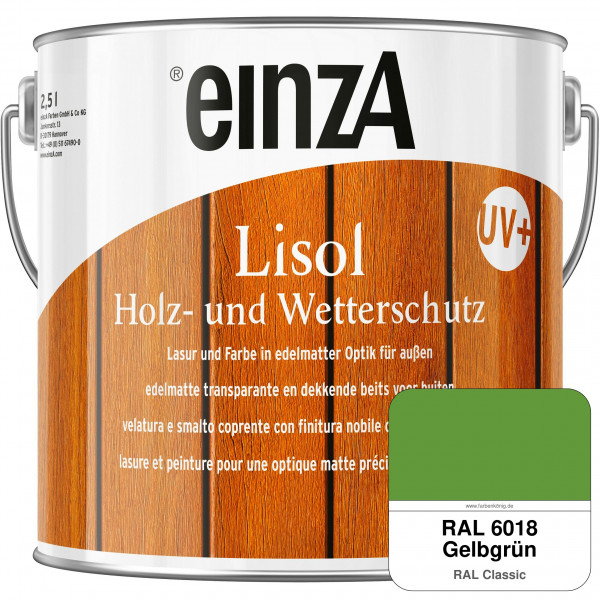 einzA Lisol Holz- und Wetterschutz Lasur und Farbe (RAL 6018 Gelbgrün)