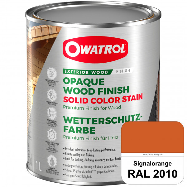 Solid Color Stain (RAL 2010 Signalorange) deckende und matte Wetterschutzfarbe außen