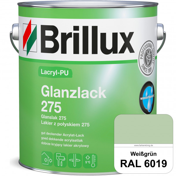 Lacryl-PU Glanzlack 275 (RAL 6019 Weißgrün) Glänzender Lack (wasserbasiert) für z. B. Holz, Zink, Al