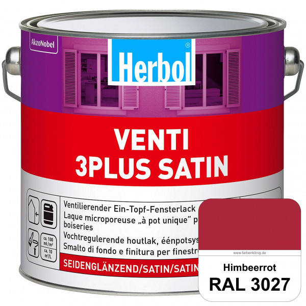 Venti 3Plus Satin (RAL 3027 Himbeerrot) feuchtigkeitregulierender & seidenglänzender Ein-Topf-Fenste