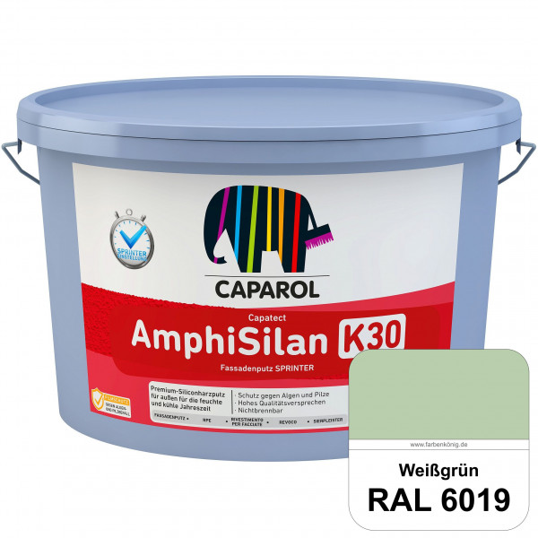 Capatect AmphiSilan Fassadenputz K 30 Winter/SPRINTER (RAL 6019 Weißgrün) Verarbeitungsfertiger Sili