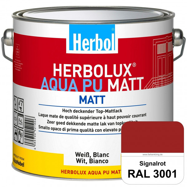 Herbolux Aqua PU Matt (RAL 3001 Signalrot) Top-PU-Mattlack auf Wasserbasis (Innen)