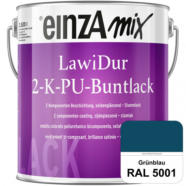 einzA LawiDur 2-K-PU-Buntlack - Seidenglanz (RAL 5001 Grünblau)