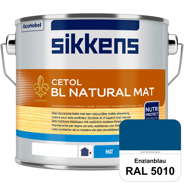 Cetol BL Natural Mat (RAL 5010 Enzianblau) Matte, wasserverdünnnbare Dünnschichtlasur