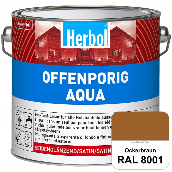 Offenporig Aqua (RAL 8001 Ockerbraun) Wasserverdünnbar & hochwertige Ein-Topf-Holzlasur - Feuchtesch