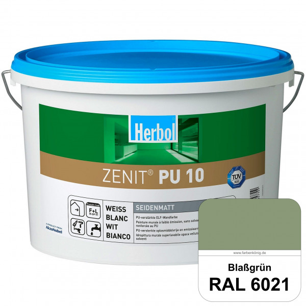 Zenit PU 10 (RAL 6021 Blassgrün) seidenmatte und strapazierfähige PU-Wandfarbe