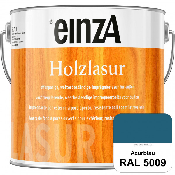 einzA Holzlasur (RAL 5009 Azurblau) Offenporige Imprägnierlasur für Außen-Holzbauteile