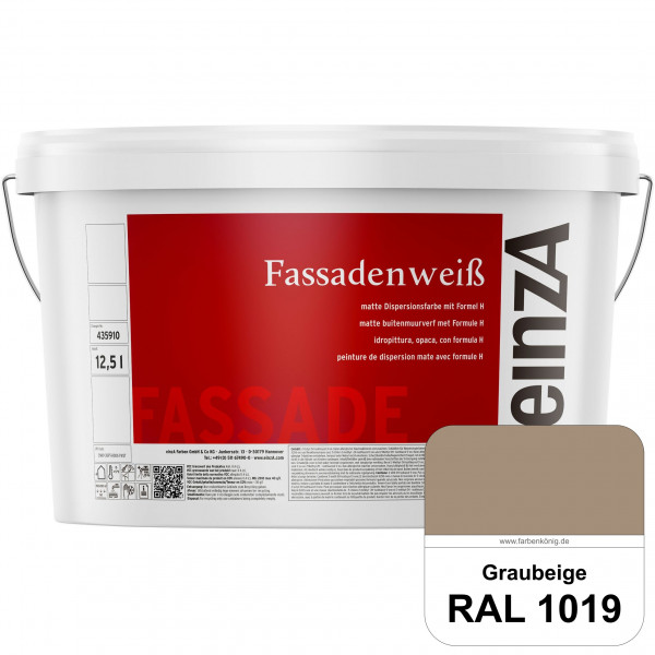 einzA Fassadenweiß (RAL 1019 Graubeige) Sil-Fassadenfarbe gegen Schmutz & Vergrünung