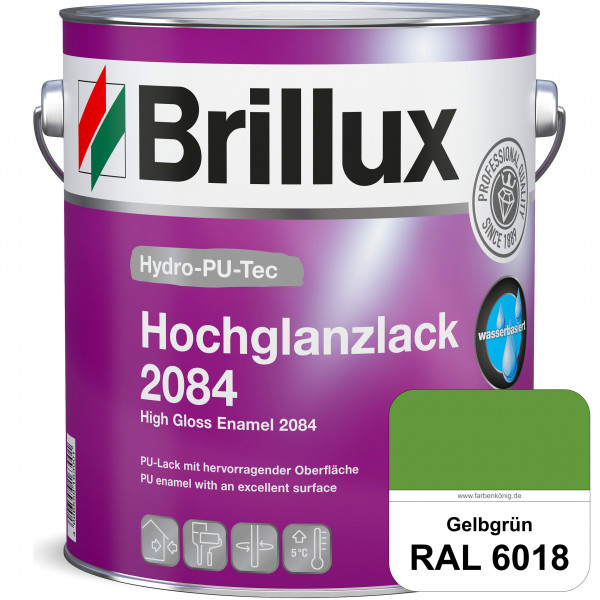 Hydro-PU-Tec Hochglanzlack 2084 (RAL 6018 Gelbgrün) wasserbasierter Hochglanzlack für Holz, Zink, Al