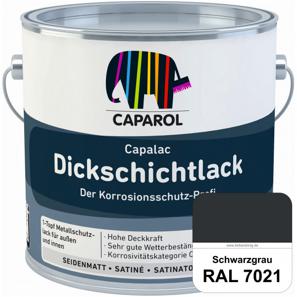 Capalac Dickschichtlack (RAL 7021 Schwarzgrau) 1-Topf Metallschutzlack (löselmittelhaltig) innen & a