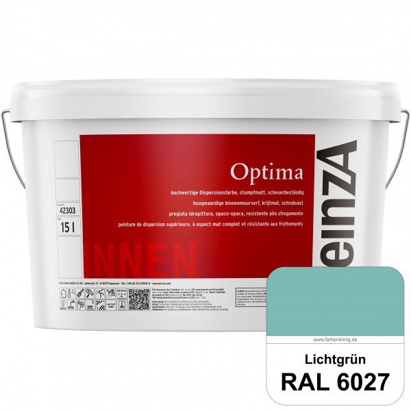 einzA Optima (RAL 6027 Lichtgrün) Stumpfmatte Dispersionsfarbe für hochwertige Anstriche