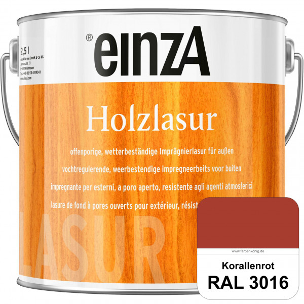 einzA Holzlasur (RAL 3016 Korallenrot) Offenporige Imprägnierlasur für Außen-Holzbauteile