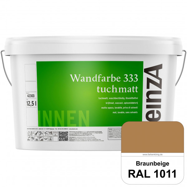 einzA Wandfarbe 333 tuchmatt (RAL 1011 Braunbeige) Hochdeckende, waschbeständige Wandfarbe