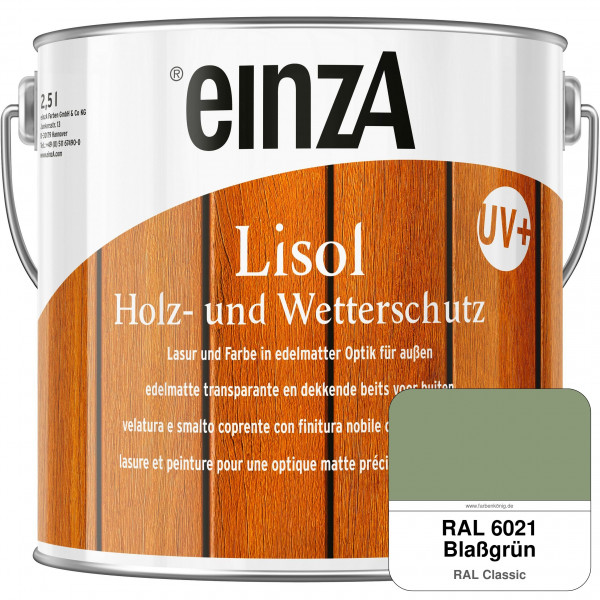 einzA Lisol Holz- und Wetterschutz Lasur und Farbe (RAL 6021 Blassgrün)