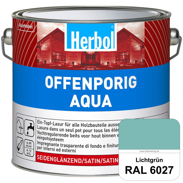 Offenporig Aqua (RAL 6027 Lichtgrün) Wasserverdünnbar & hochwertige Ein-Topf-Holzlasur - Feuchteschu