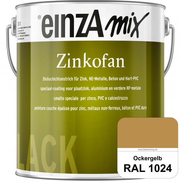einzA Zinkofan (RAL 1024 Ockergelb) Hoch wetterbeständiges "Dickschicht-1-Topf-System"