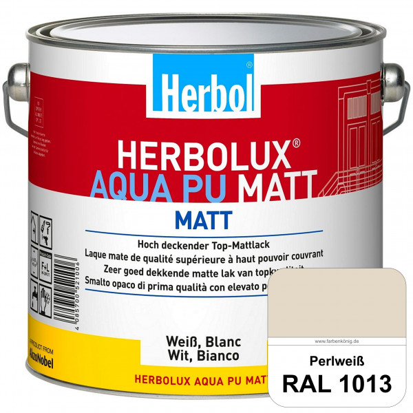 Herbolux Aqua PU Matt (RAL 1013 Perlweiß) Top-PU-Mattlack auf Wasserbasis (Innen)