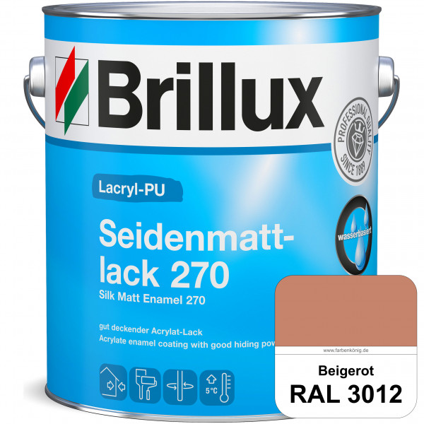 Lacryl-PU Seidenmattlack 270 (RAL 3012 Beigerot) PU-verstärkt (wasserbasiert) für außen und innen