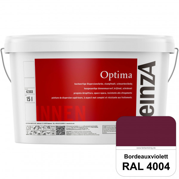 einzA Optima (RAL 4004 Bordeauxviolett) Stumpfmatte Dispersionsfarbe für hochwertige Anstriche