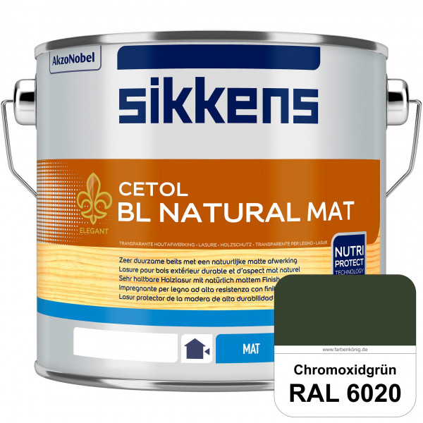 Cetol BL Natural Mat (RAL 6020 Chromoxidgrün) Matte, wasserverdünnnbare Dünnschichtlasur
