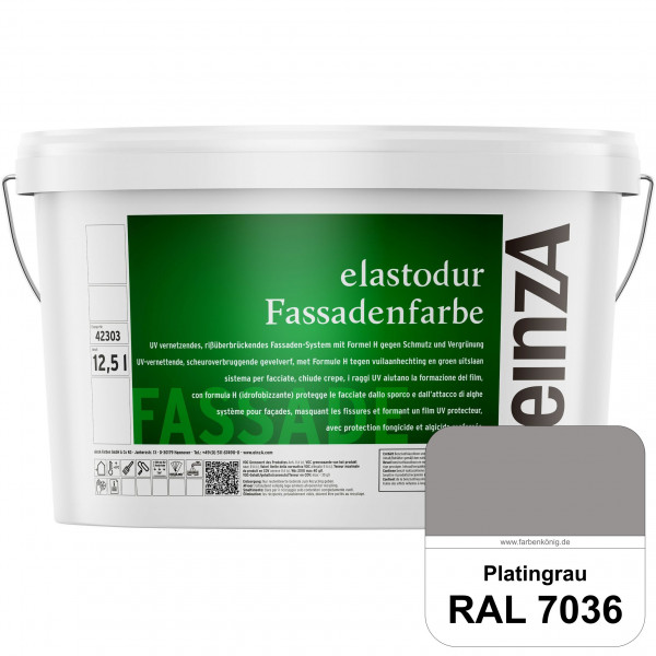 einzA elastodur Fassadenfarbe (RAL 7036 Platingrau) UV-vernetzendes & rissüberbrückendes Fassadenfar