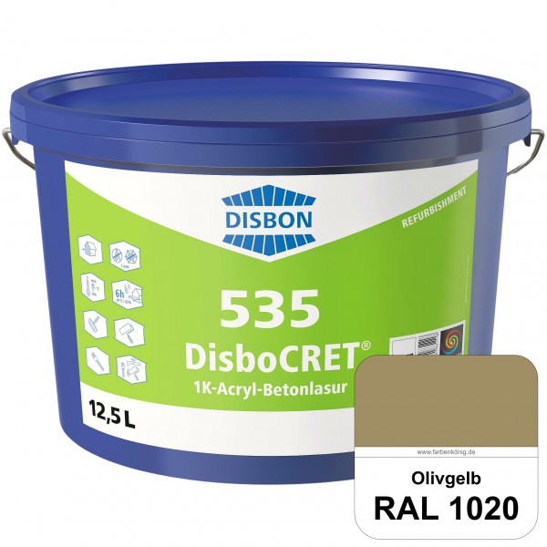 DisboCRET 535 1K-Acryl-Betonlasur (RAL 1020 Olivgelb) Schutzbeschichtung für Beton im Außenbereich -
