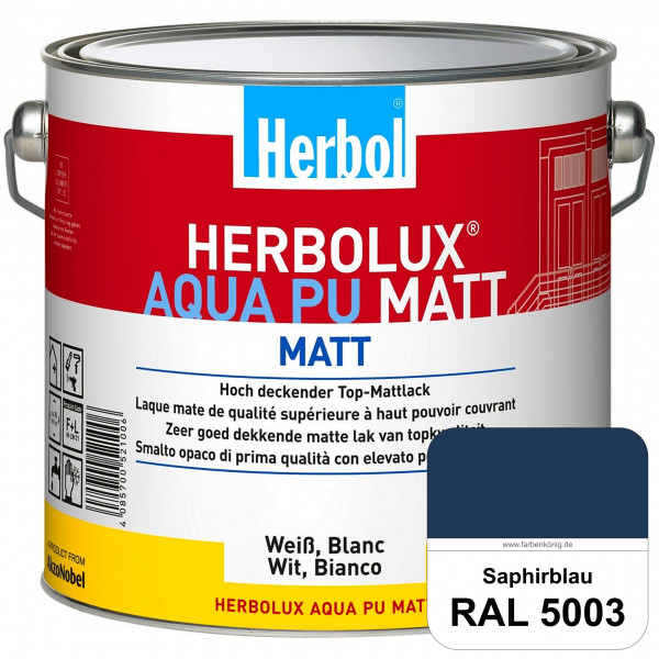Herbolux Aqua PU Matt (RAL 5003 Saphirblau) Top-PU-Mattlack auf Wasserbasis (Innen)