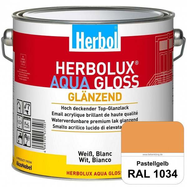 Herbolux Aqua Gloss (RAL 1034 Pastellgelb) Wasserverdünnbarer Top-Glanzlack (Innen)